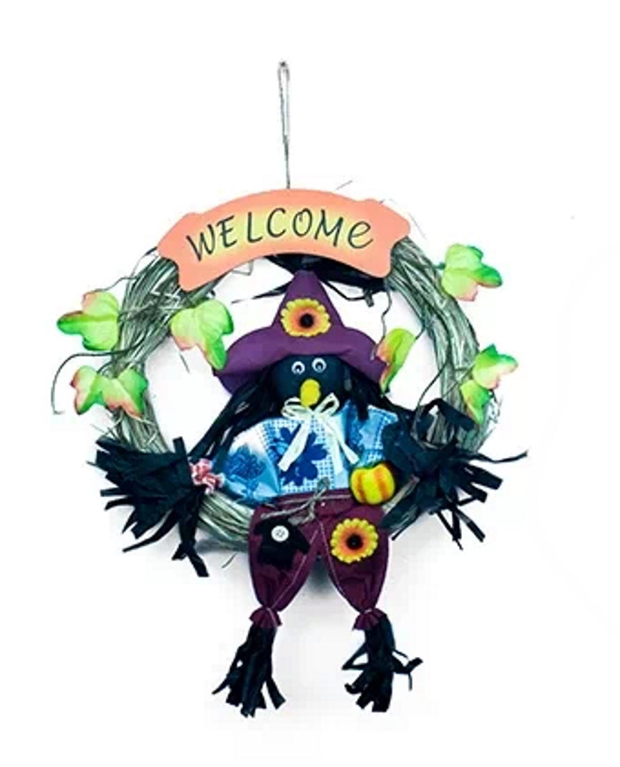 10 Inch Crow Wreath - Purple