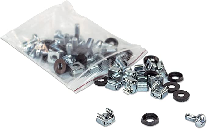 100 Each, M6 Cage Nuts, M6 Screws, And Plastic Washers