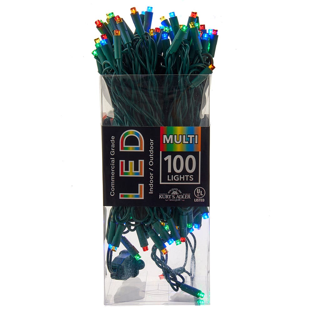 100-Light 5mm Multi-Color LED Green Wire Light Set