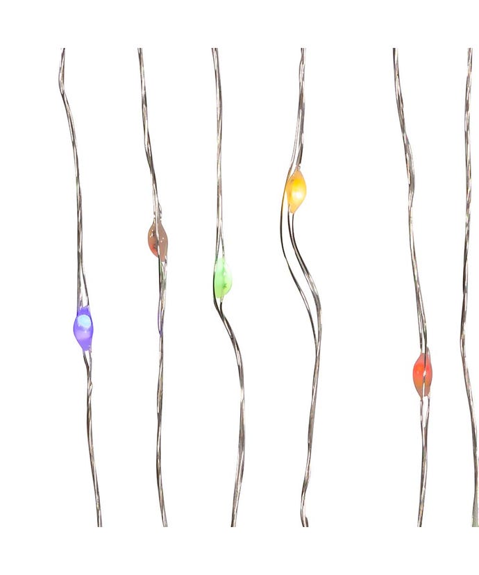 100-Light Battery-Operated Dual Color (Warm White and Multicolored) LED Silver Wire Light Set
