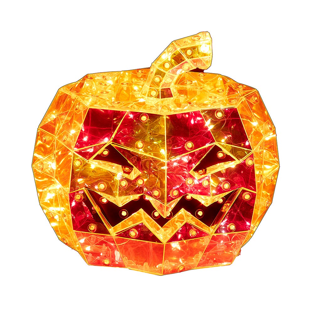 100-Light Orange Micro LED Holographic Jack-O-Lantern