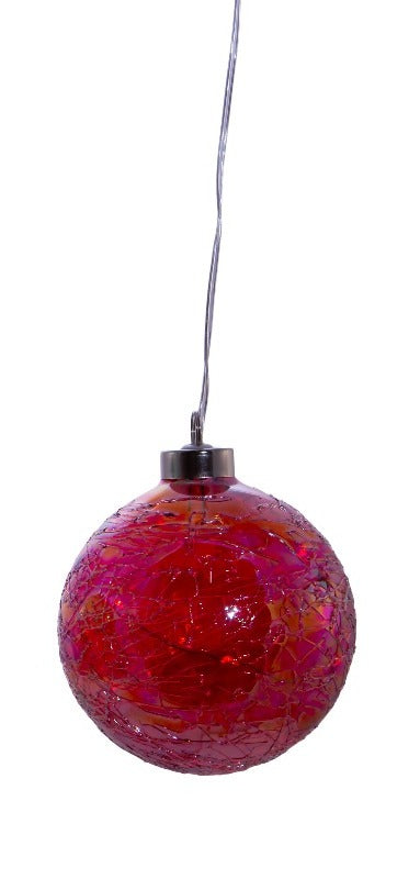 100MM USB Lighted Glass Ball Ornament - Red