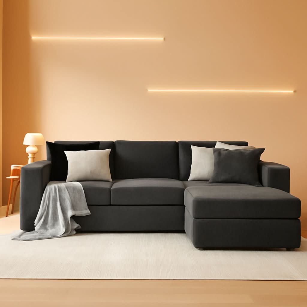 104 Inch Cloud Sectional Sofa Grey L Shaped Chaise Modern Upholstered Modular Couch For Living Room