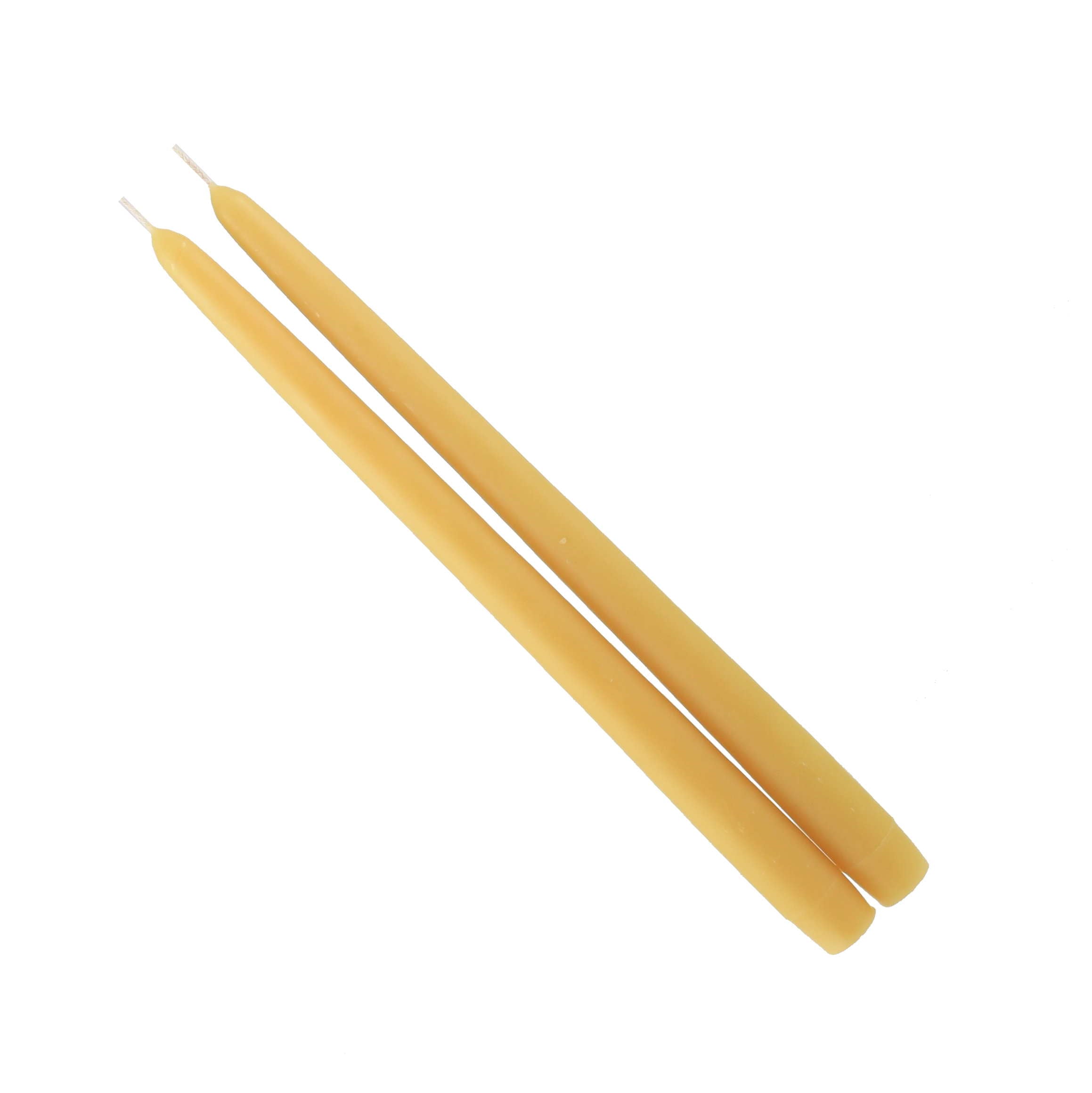 12" Natural Beeswax Taper Candle Pair