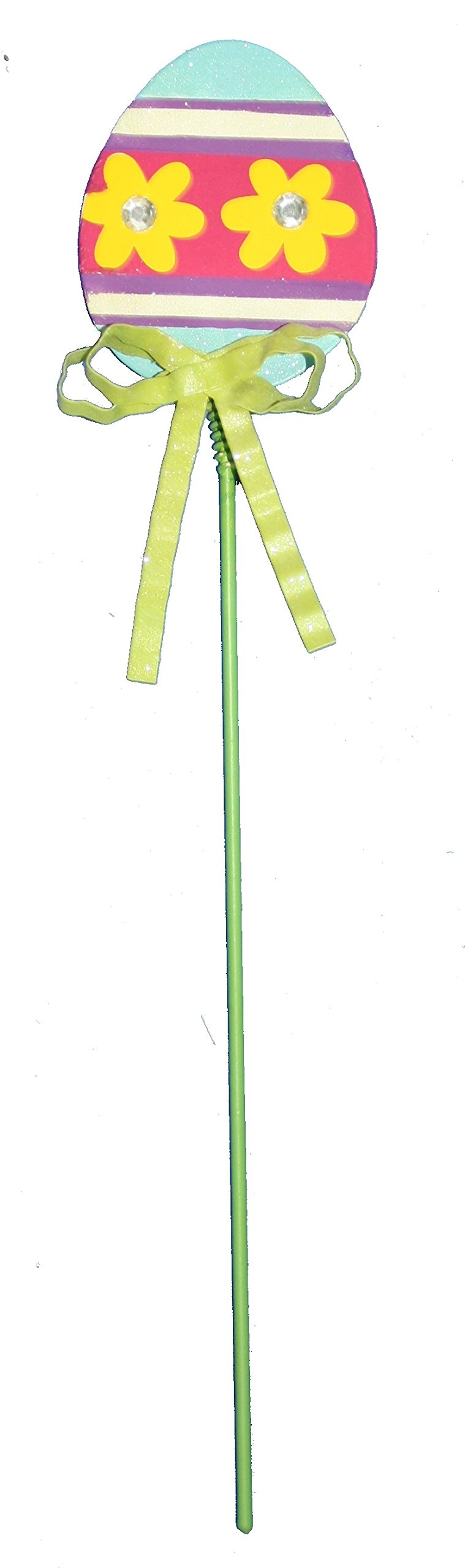 15 Inch Metal & Wood Spring Stake - Egg