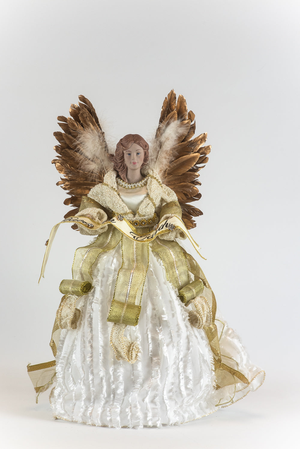 16 Inch Angel Tree Topper - Copper and Gold