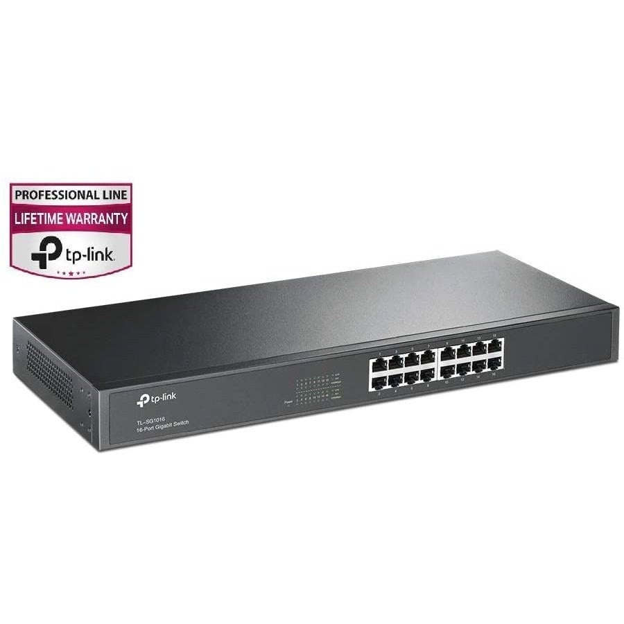 16 Port Gigabit Switch - TP-Link TL-SG1016 Rackmount Unmanaged Ethernet Switch with Energy Efficiency | TecISoft