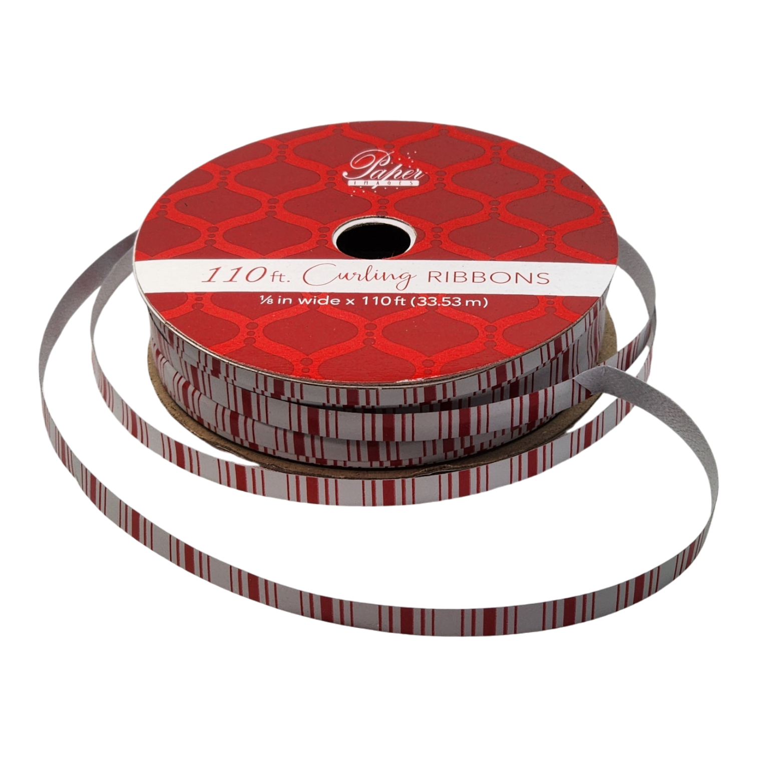 1/8 Inch Curling Ribbon - 110 Feet - Candy Cane Stripe