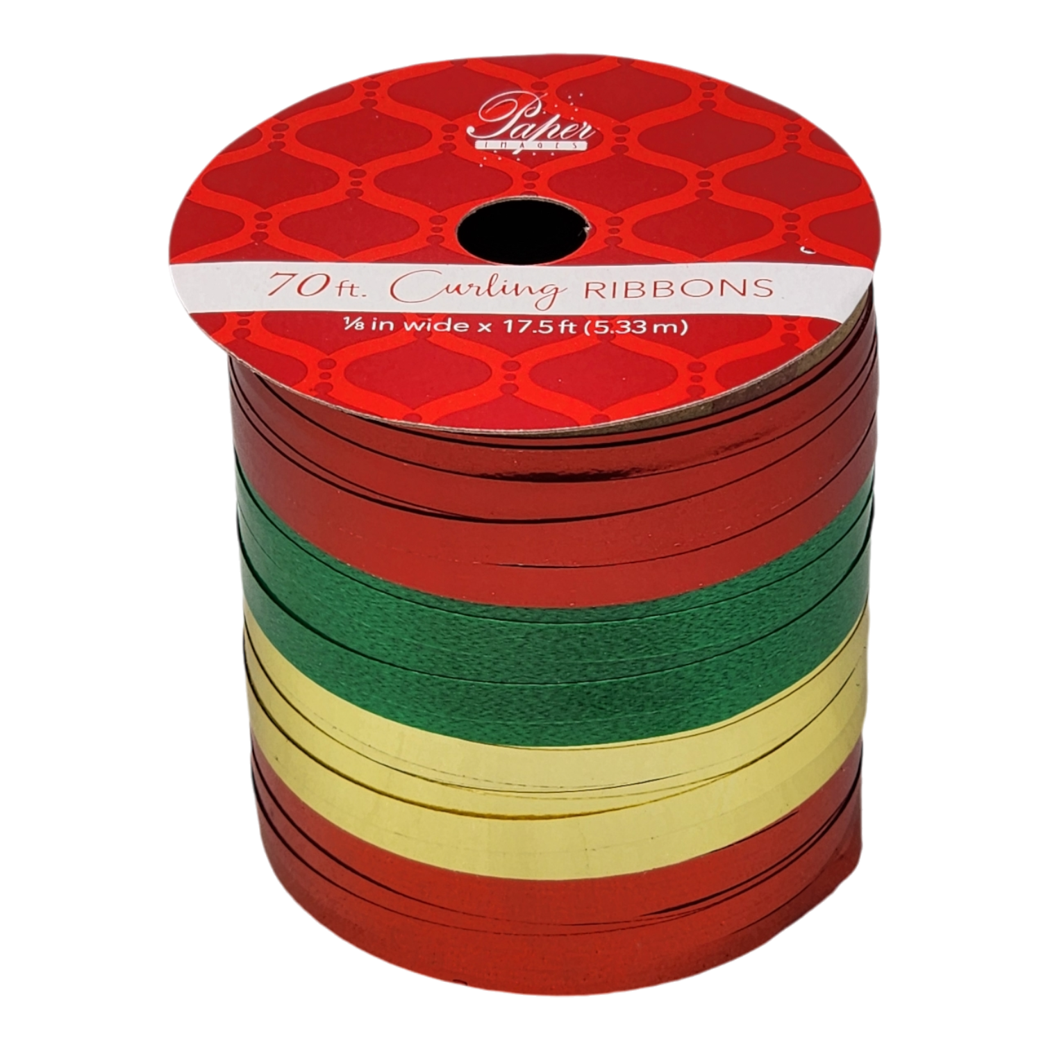 1/8 Inch Curling Ribbon - 4 Colors - 17.5 Feet Each - Red/Green/Gold