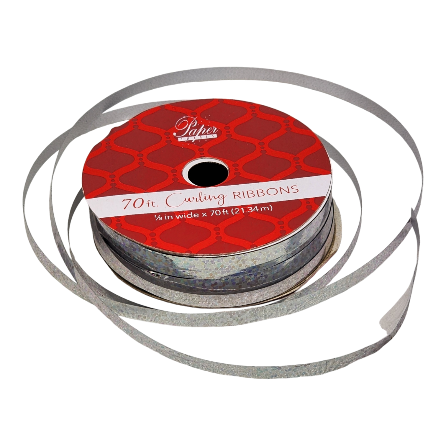 1/8 Inch Curling Ribbon - 70 Feet Long - Silver Sparkle