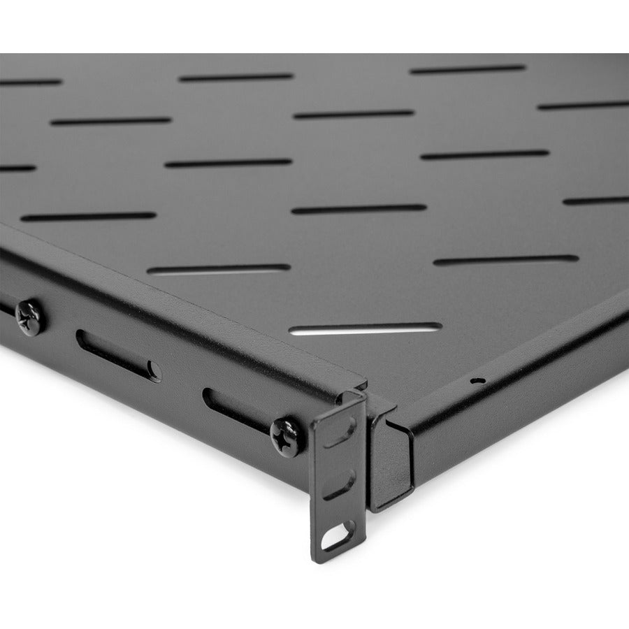 1U Universal Vented Rack Shelf,25.6In 650Mm Shelf Depth Black