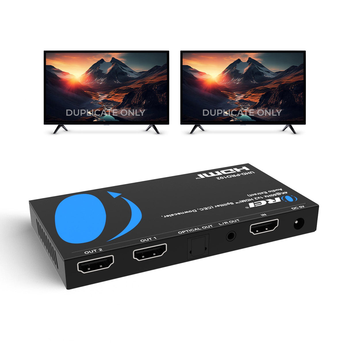 1x2 HDMI Splitter: 1-in 2-out, UltraHD 4K, Downscale, EDID (UHD-PRO102)