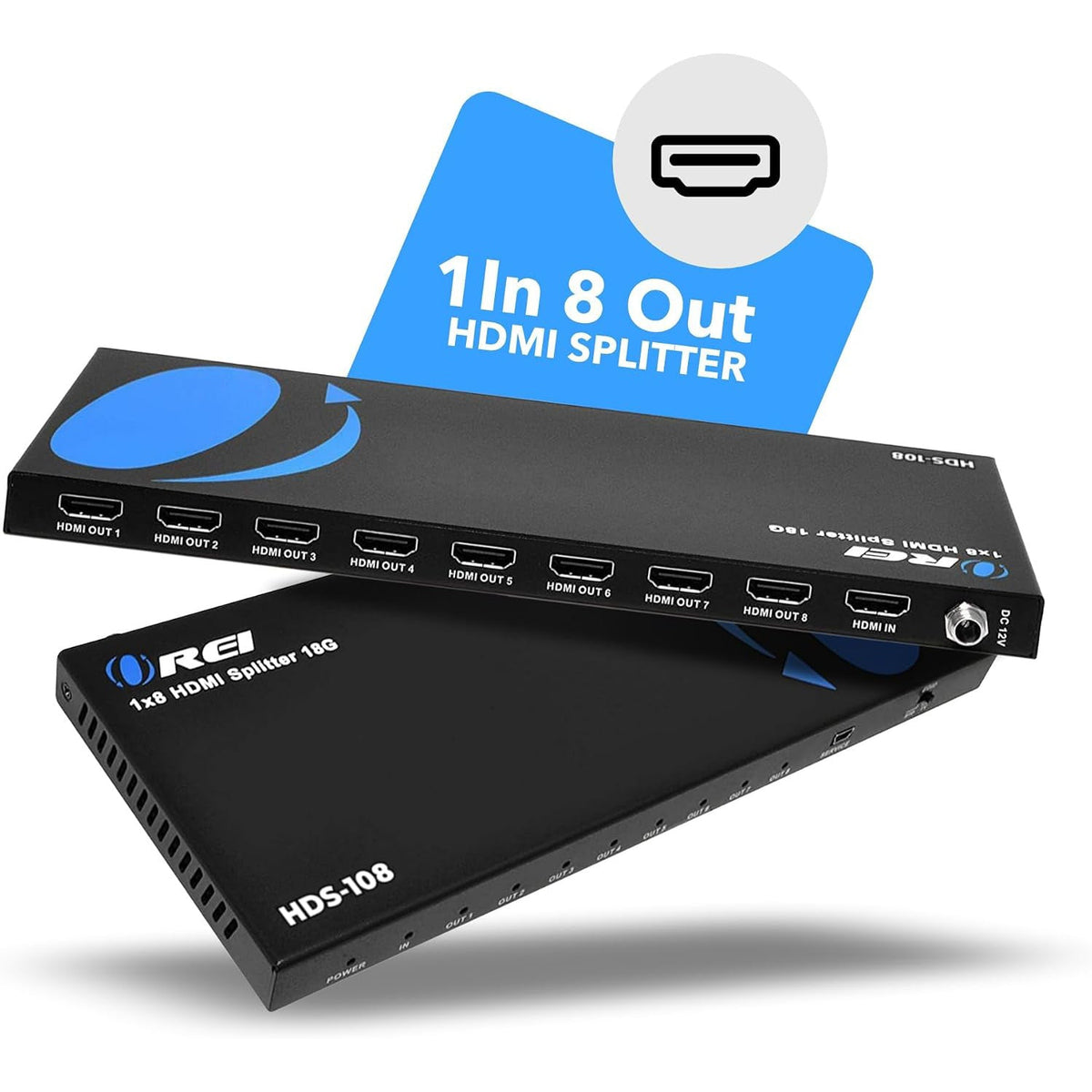 1x8 HDMI Splitter 4K@30Hz Powered - Supports 3D Full HD 1080P (HDS-108)