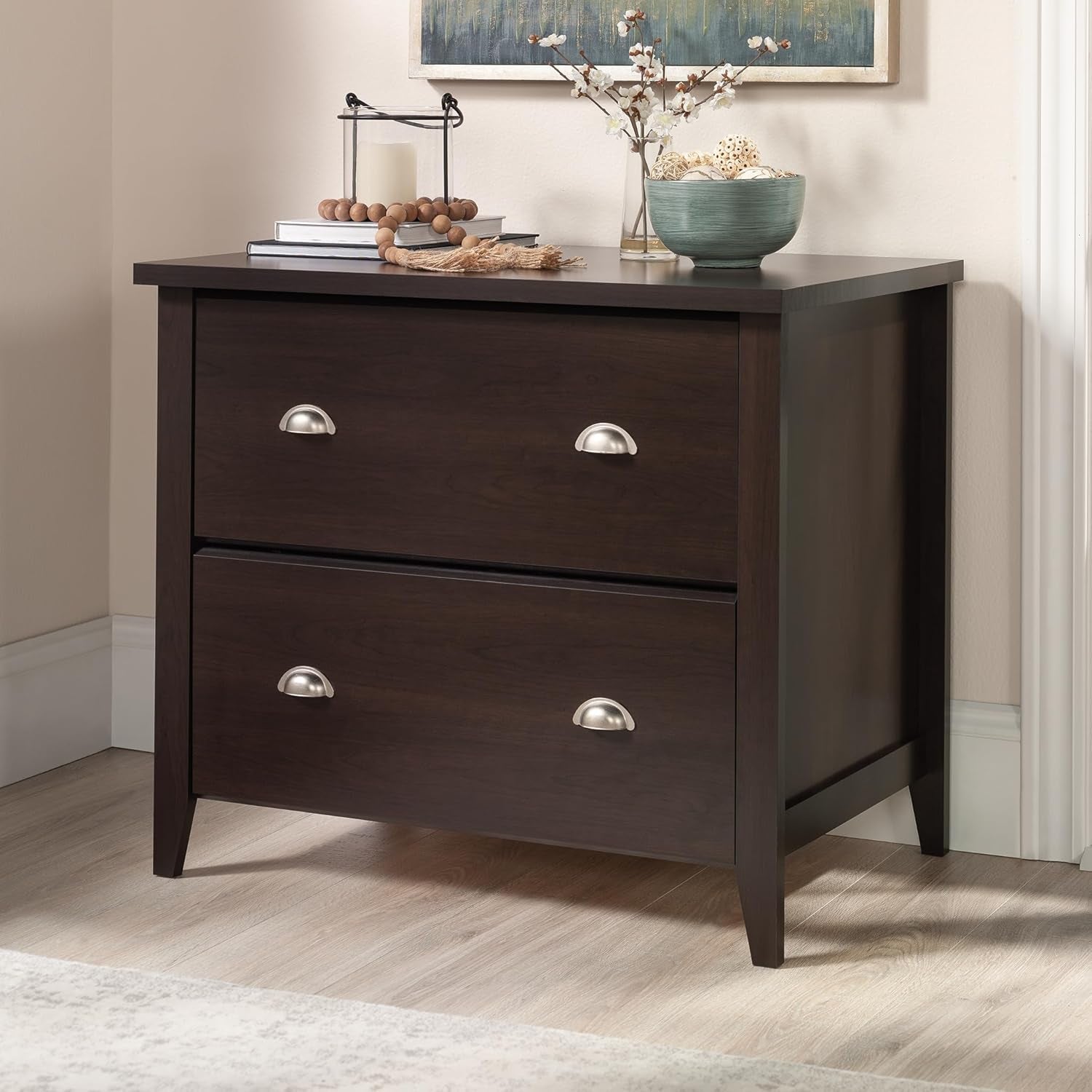 2 Drawer Lateral File Cabinet Cinnamon Cherry Finish