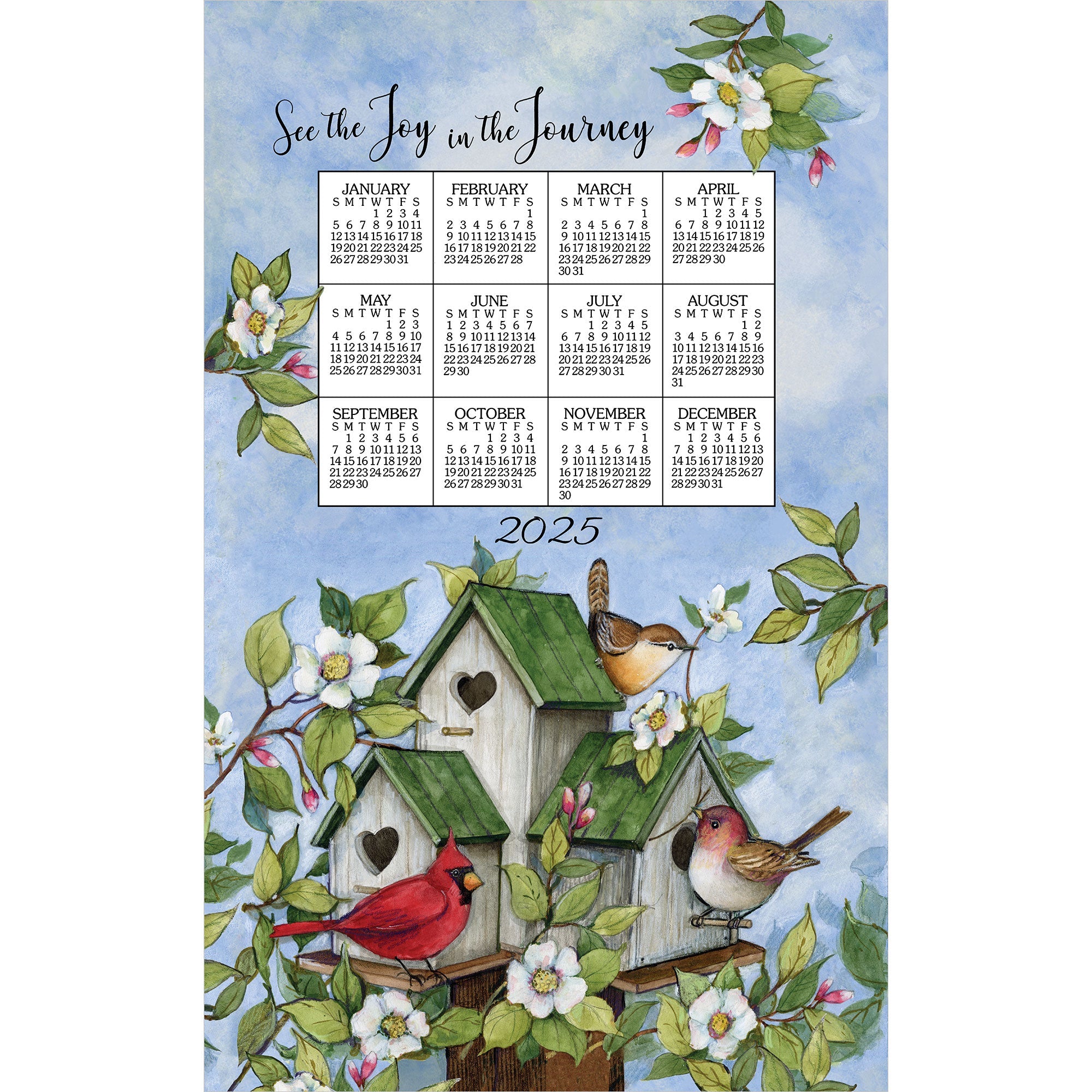 2025 Linen Calendar Towel - Birdhouses