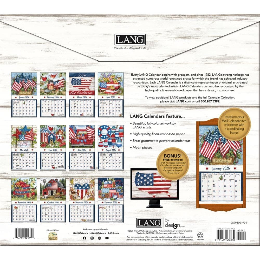 2026 Old Glory Wall Calendar