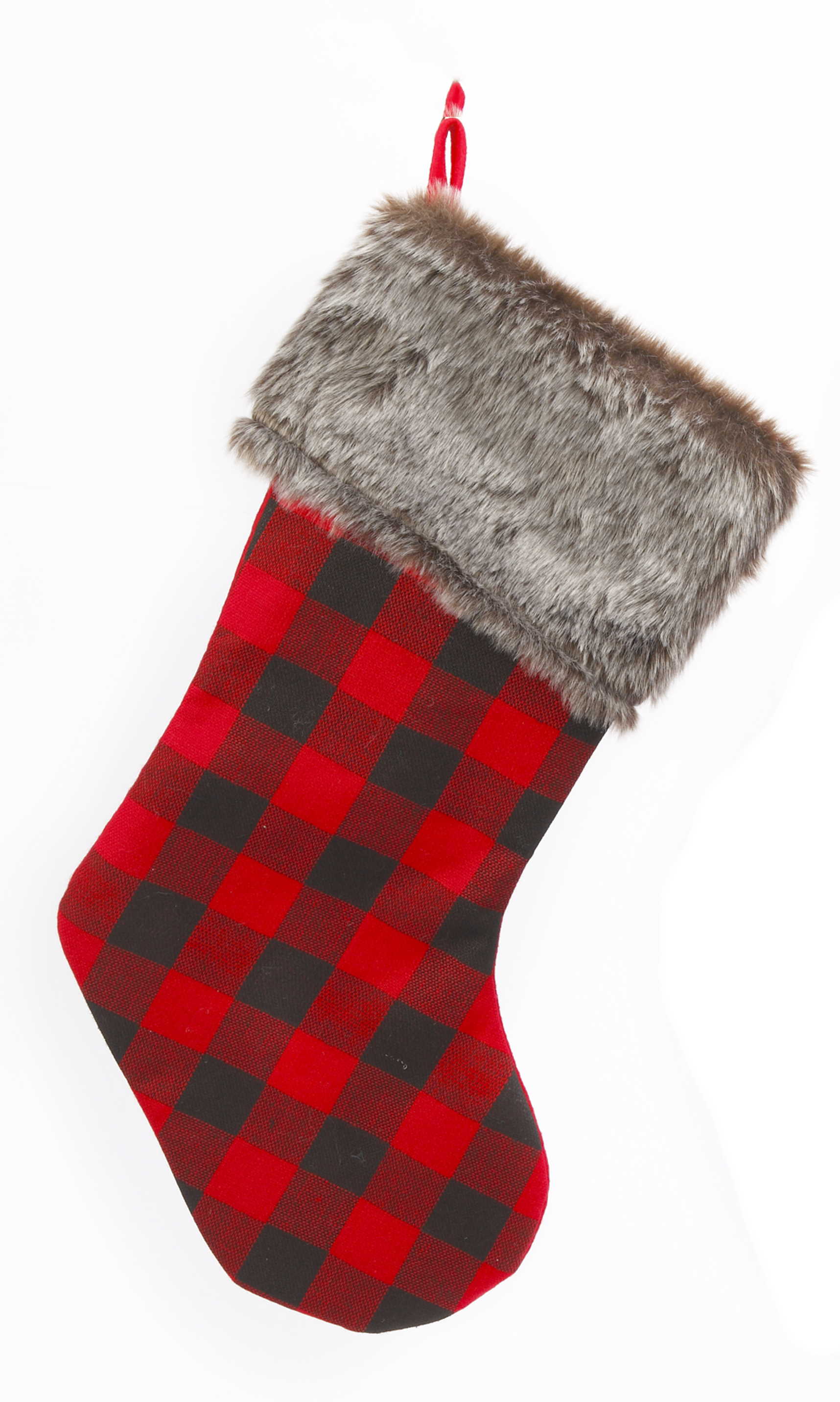 23" Fabric Plaid Holiday Stocking - Dark Cuff