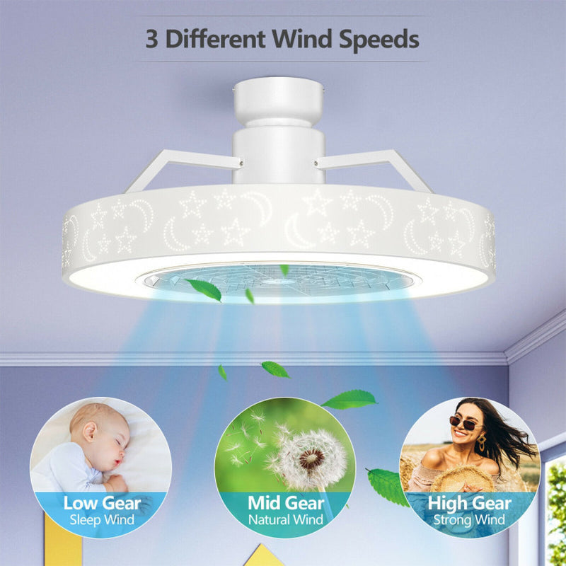 23 Inch Ceiling Fan With LED Light And Remote Control Dimmable Quiet Motor Low Noise