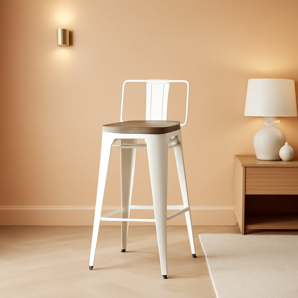 24 Inch Distressed White Industrial Swivel Metal Bar Stools Set Of 4 Counter Height