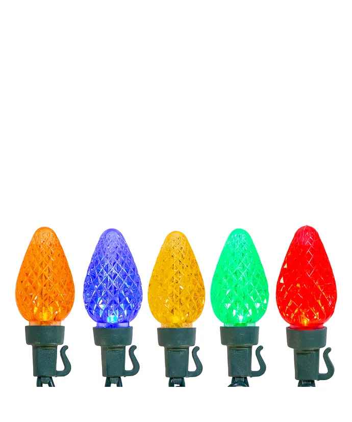 25-Light Multicolor LED C7 Light Set With Green Wire