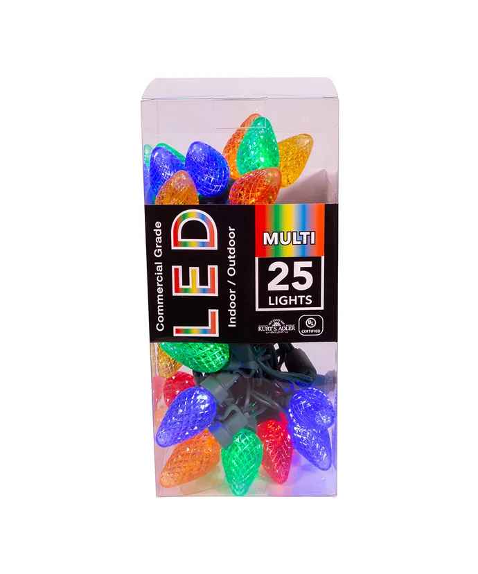 25-Light Multicolor LED C7 Light Set With Green Wire
