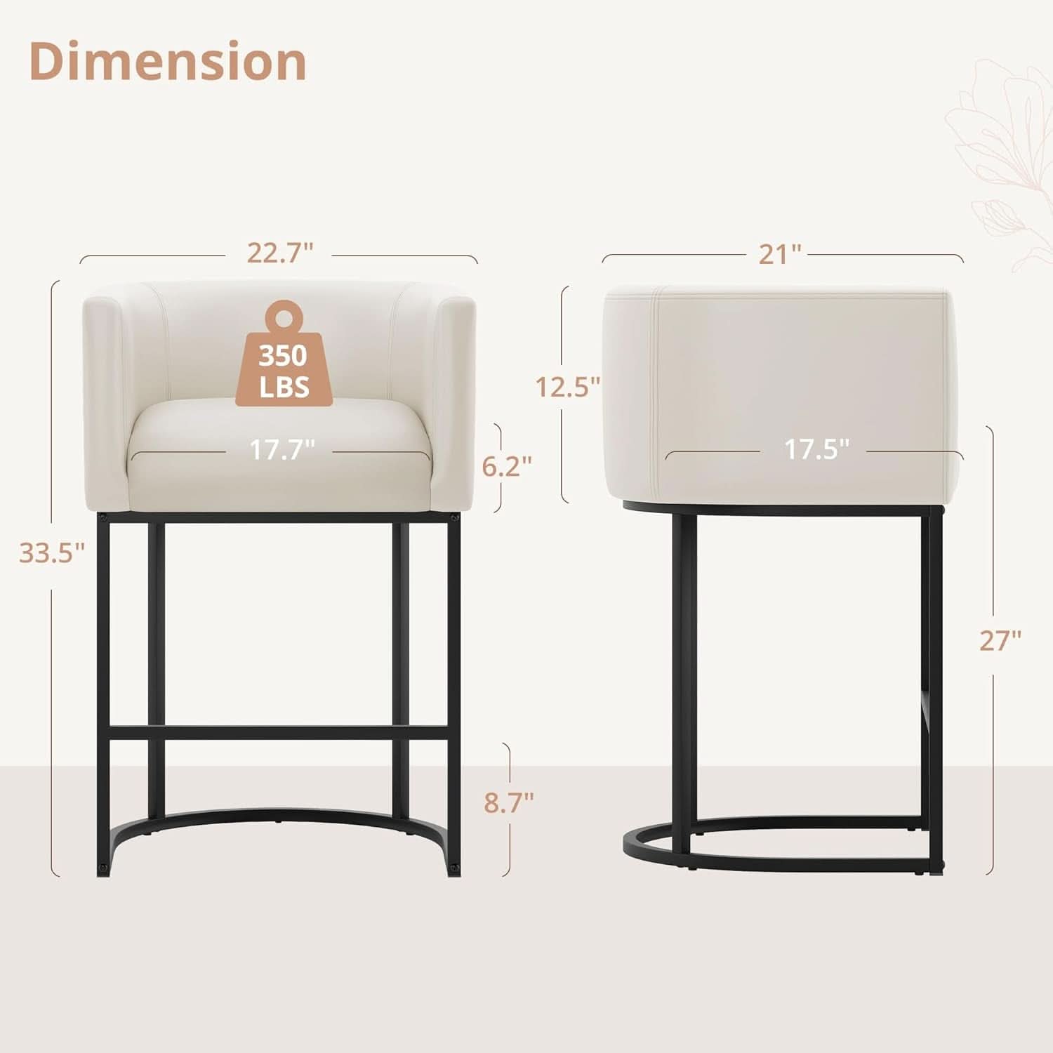 27 Inch Height Modern Barrel Counter Stool Antique White Bar Stool For Kitchen Island