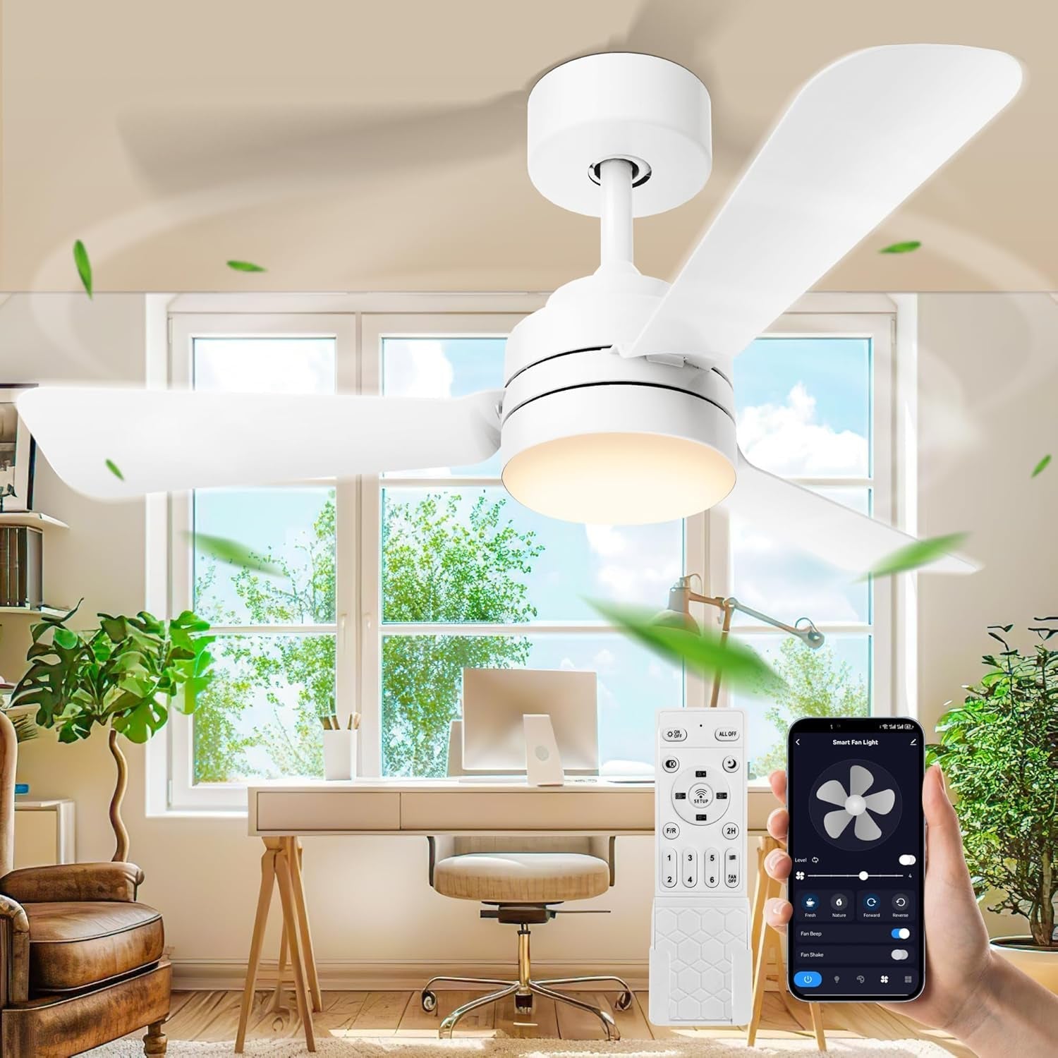 28 Inch Flush Mount Ceiling Fan Light Remote Control For Energy Efficient Year Round Comfort
