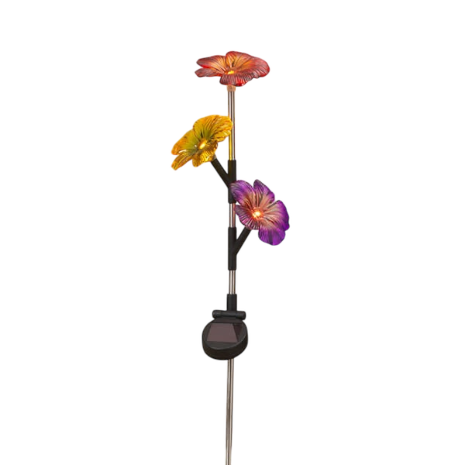 28-Inch Tall Solar Lighted Flower Yard Stake