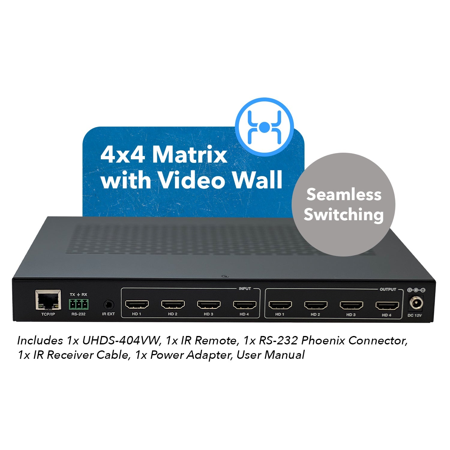 2x4 Video Wall Controller with 180 degree rotation (UHD-204VW)