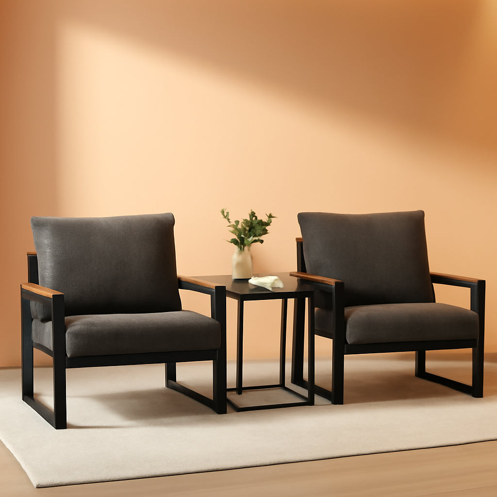 3 Piece Aluminum Frame Weatherproof Outdoor Patio Conversation Set With Cushions