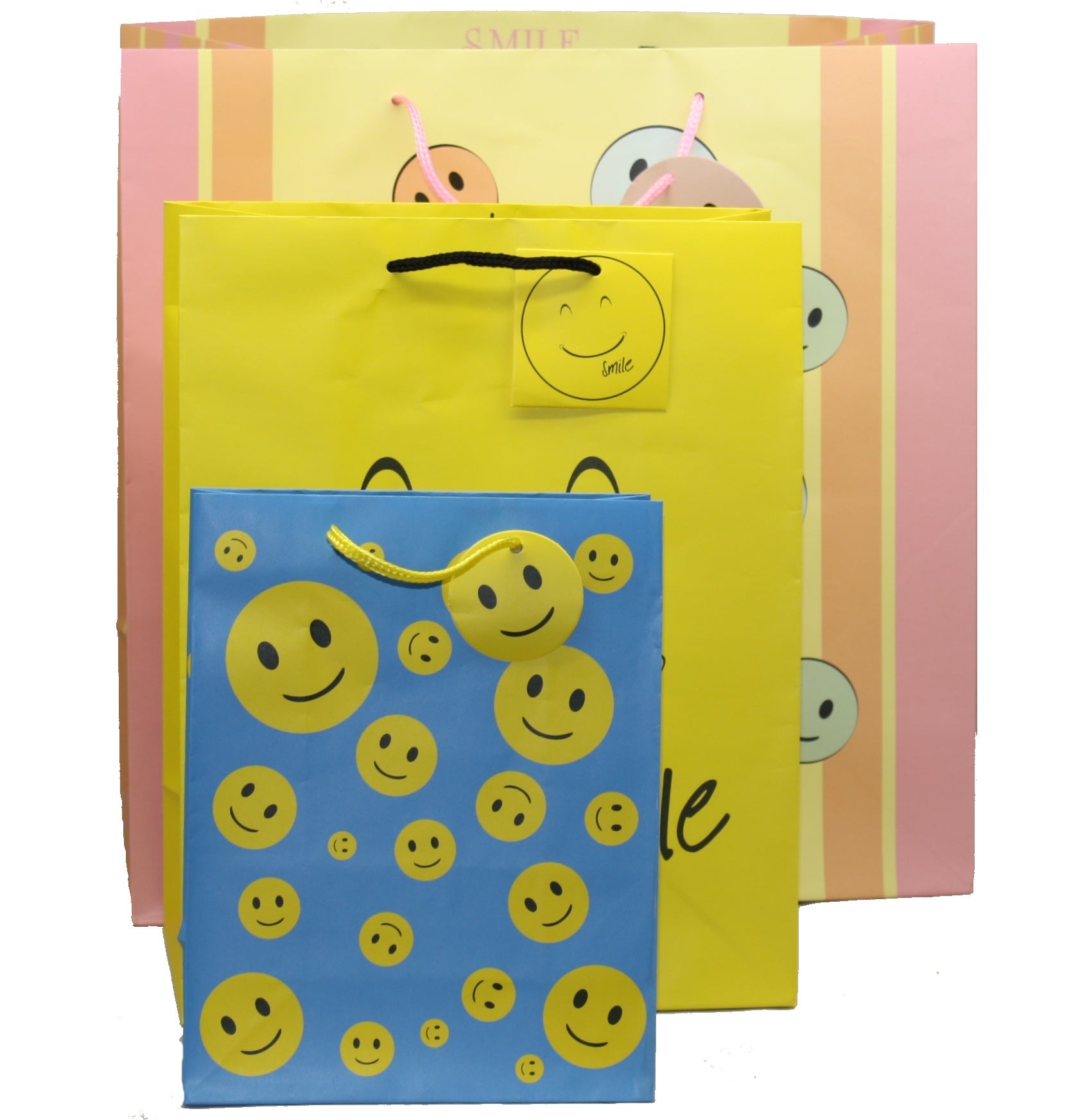 3 Piece Value Smiley Face Gift Bag Set