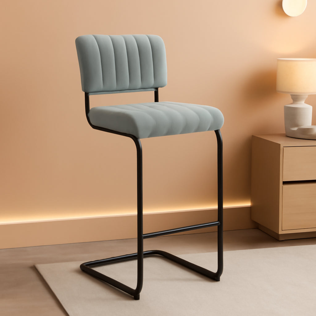 30 Inch Velvet Bar Stools With Tufted Backs, Set Of 2