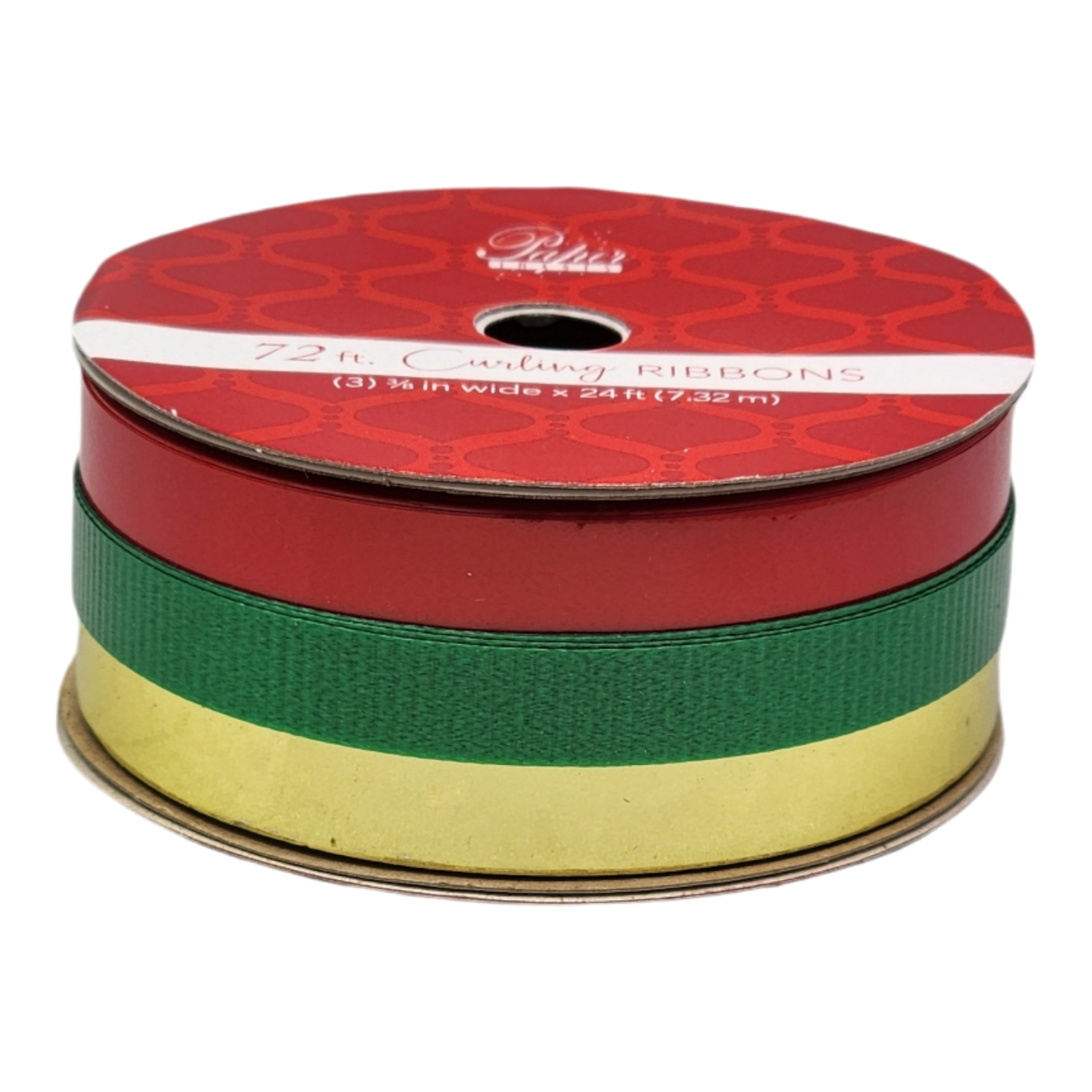 3/8 Inch Curling Ribbon - 3 Colors - 24 Feet Each - Red/Green/Gold