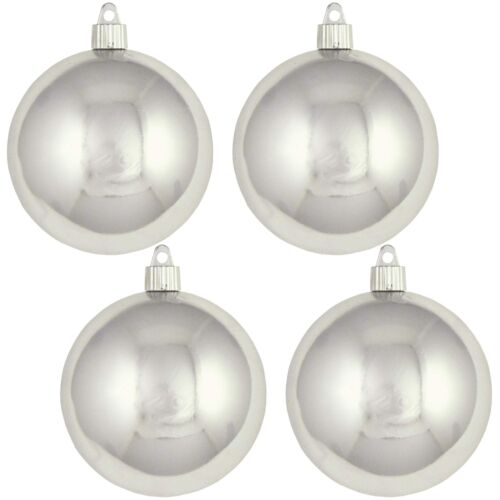 4" (100mm) Commercial Shatterproof Ball Ornament - Looking Glass Silver - 4 Pack