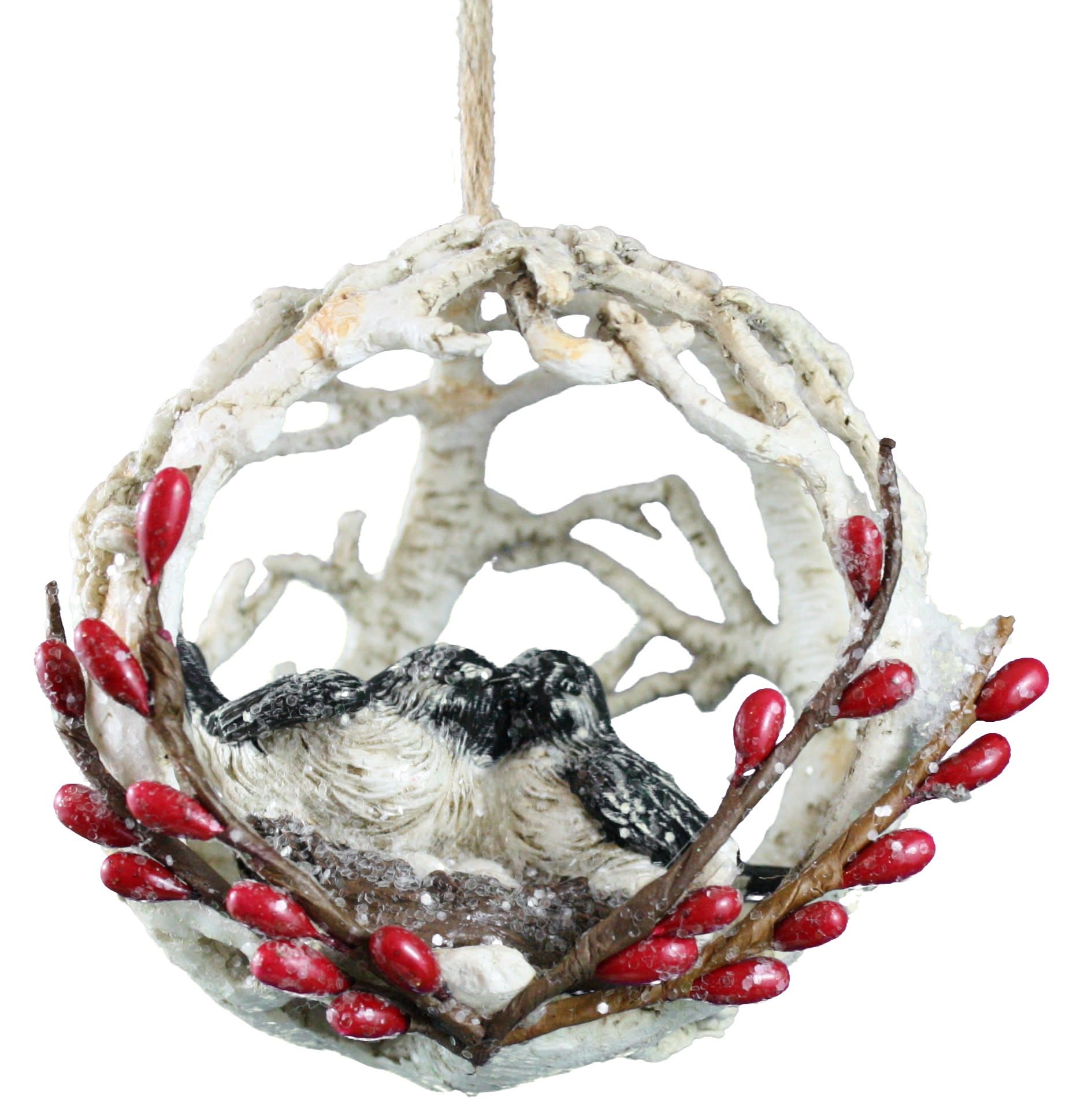 4 Inch Chickadee In Birch Ball - 2 Chickadees