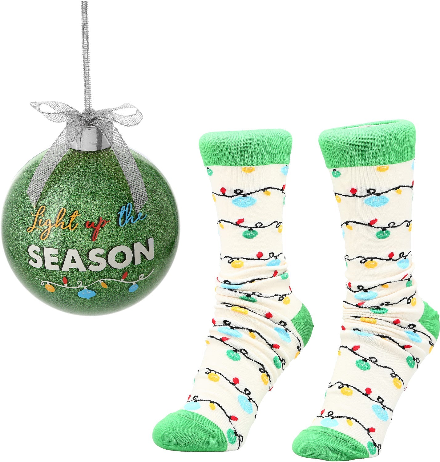 4" Ornament with Holiday Socks - Light up the season