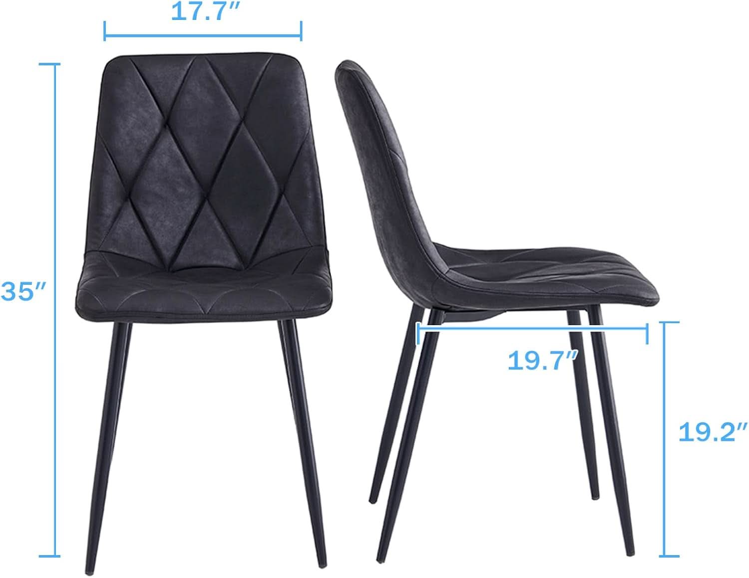 4 Pack Black Metal Frame Dining Chairs With Cushions
