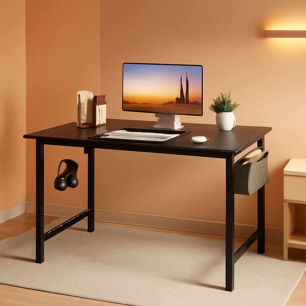 40 Inch Computer Desk With Storage Hooks For Home Office