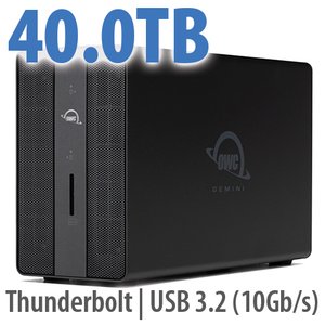 40.0TB OWC Gemini - Thunderbolt (USB-C) Dock and Dual-Drive HDD RAID External Storage