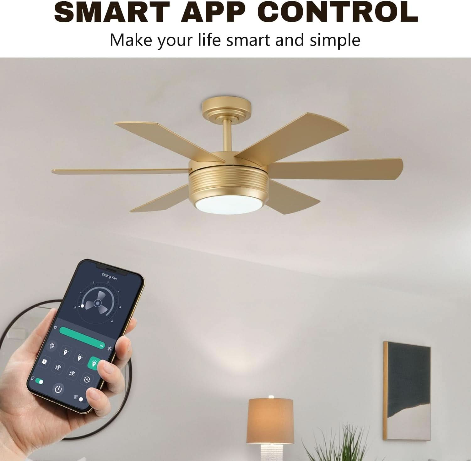 42 Inch Ceiling Fan With Remote Dimmable LED Lighting