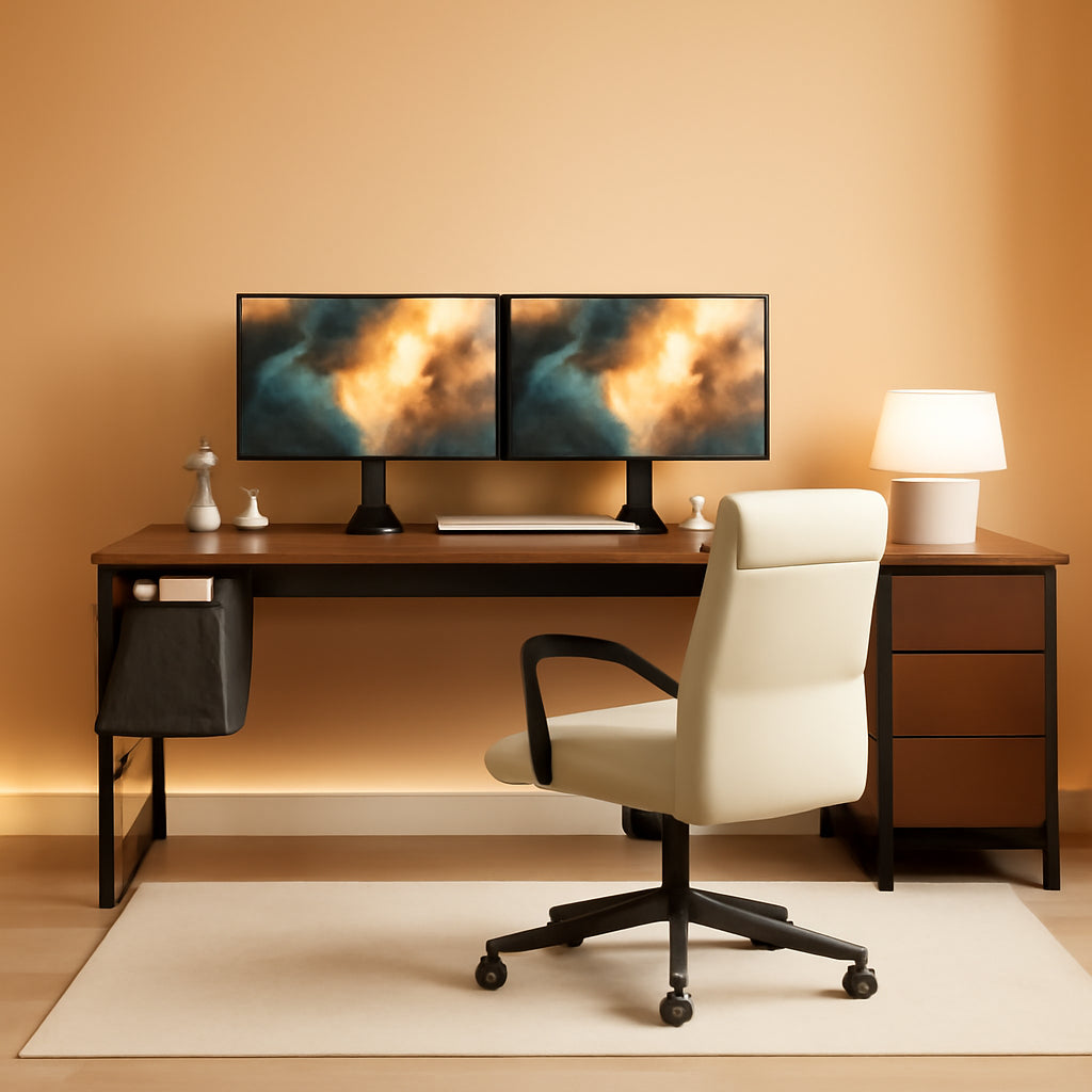 48 Inch Brown Gaming Desk With Storage And Headphone Hook