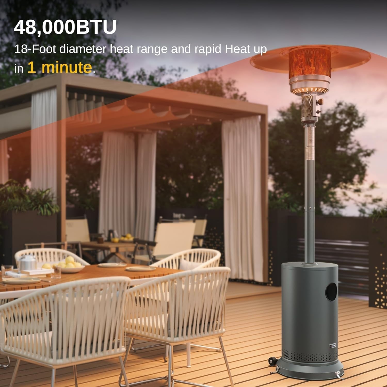 48,000 BTU Outdoor Patio Heater With Round Table Design