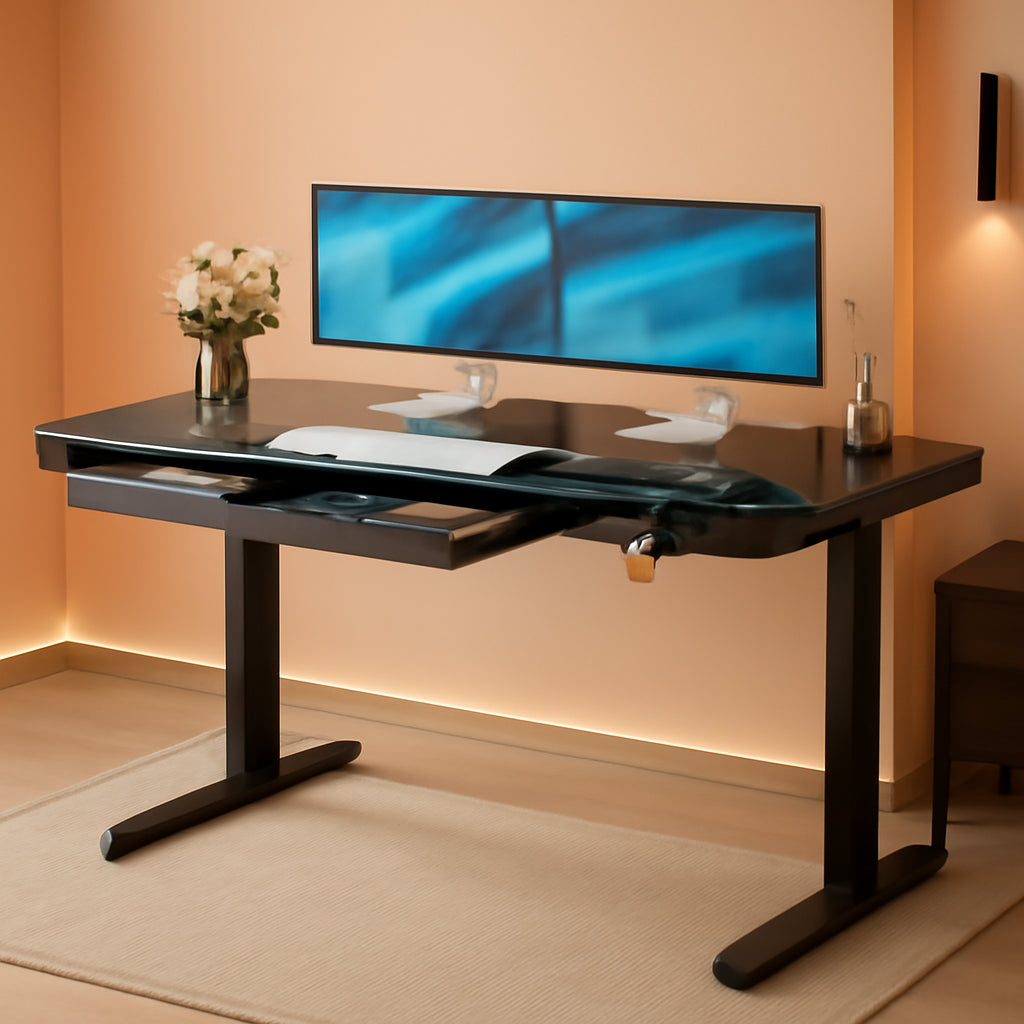 48x24 Inch Glass Standing Desk Electric Height Adjustable