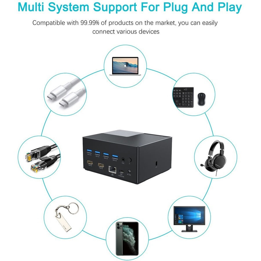 4XEM 65W USB-C 4K Dual Display Universal Docking Station with Power Delivery 4XUG76PD2