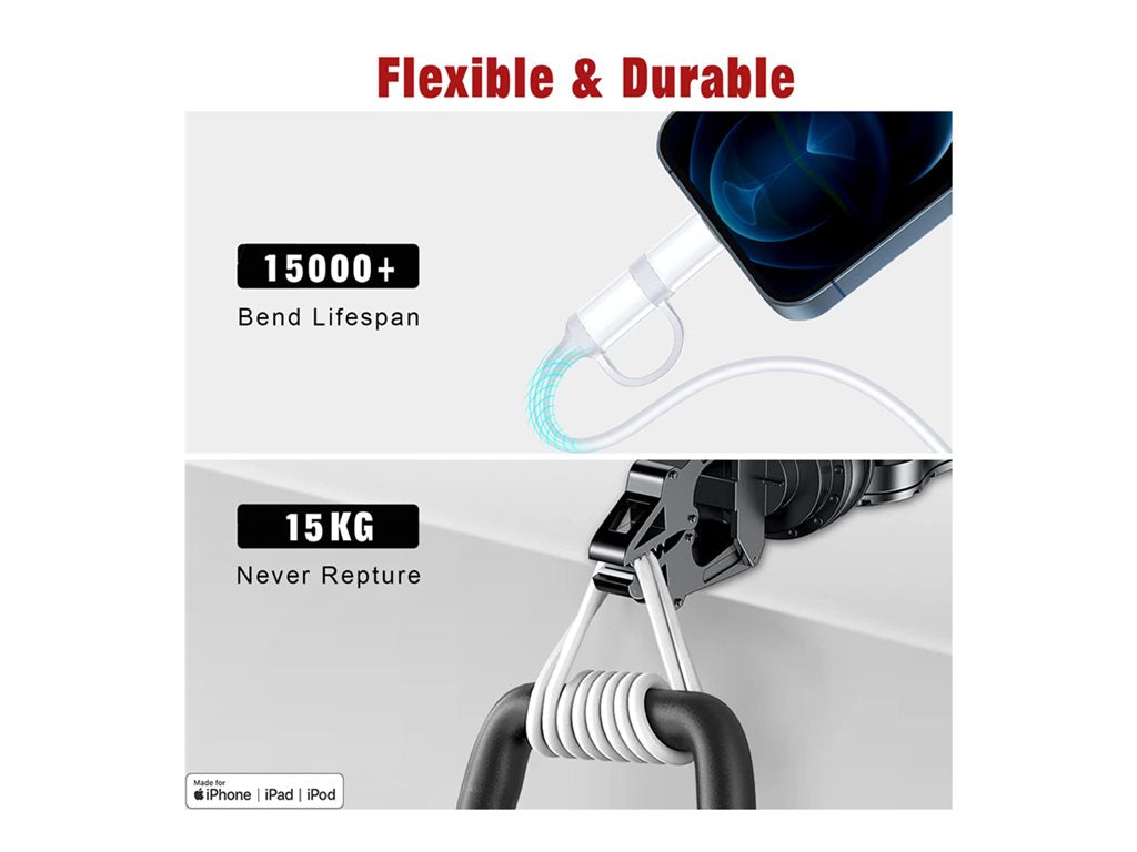 4XEM - USB cable - 24 pin USB-C (M) to 24 pin USB-C, Lightning (M) - USB 2.0 - 20 V - 3 A - 3 ft - USB Power Delivery