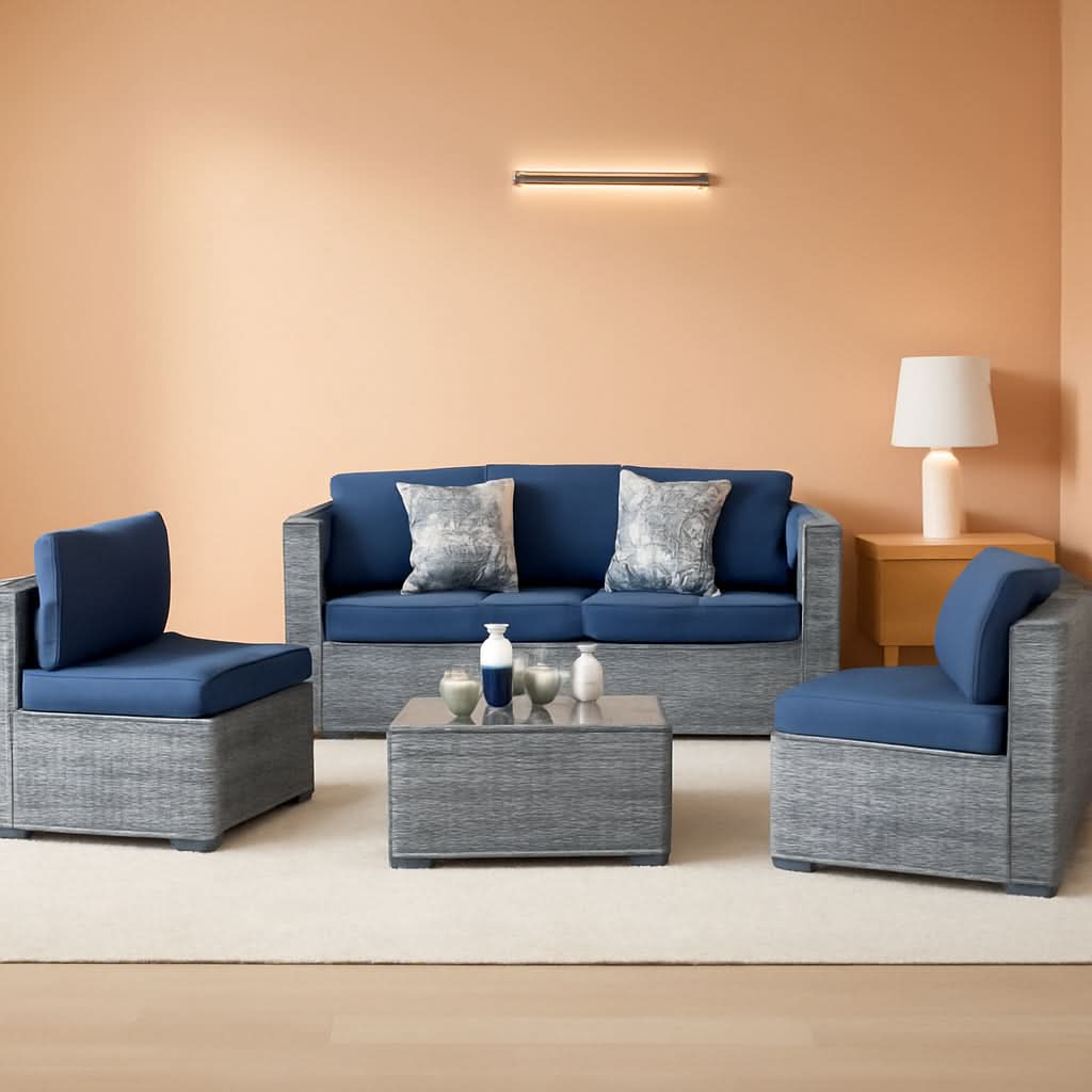 5 Piece Outdoor Patio Sectional Sofa Set In Silver Gray