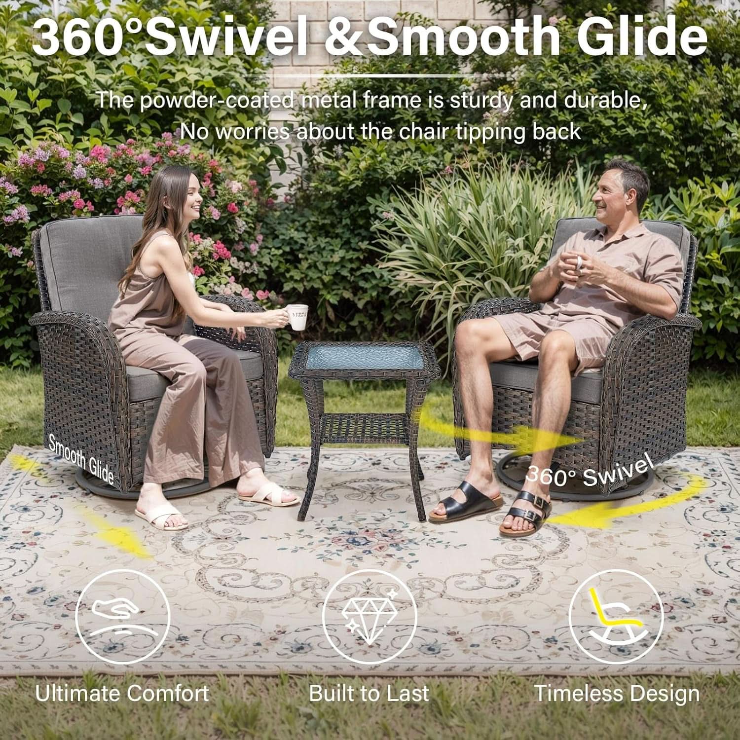 5 Piece Outdoor Patio Set With 50000 BTU Fire Pit Grey