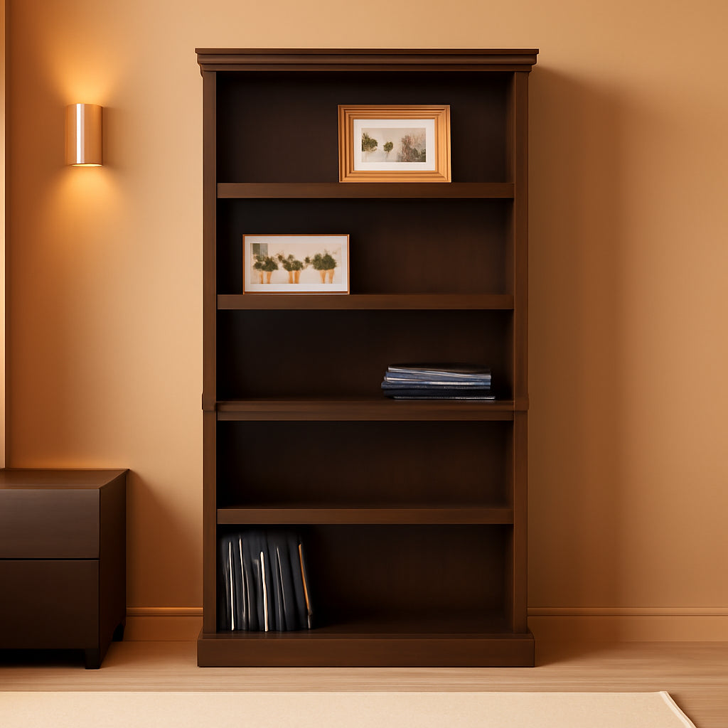 5 Shelf Bookcase Cinnamon Cherry Finish Engineered Wood