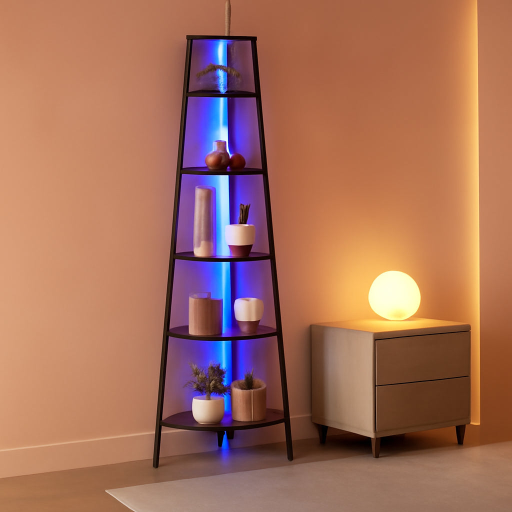 5 Tier Corner Bookshelf With LED Light And App Control