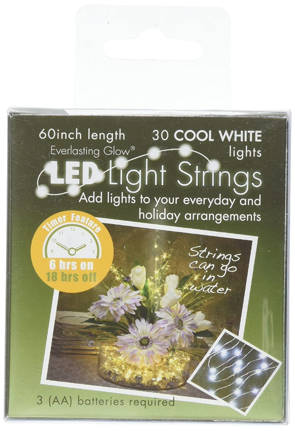 5 foot Cool White B/O String Lights with Timer